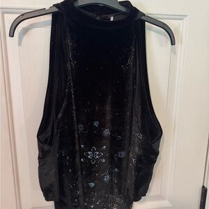Free People Elegant Black Velvet sleeveless top